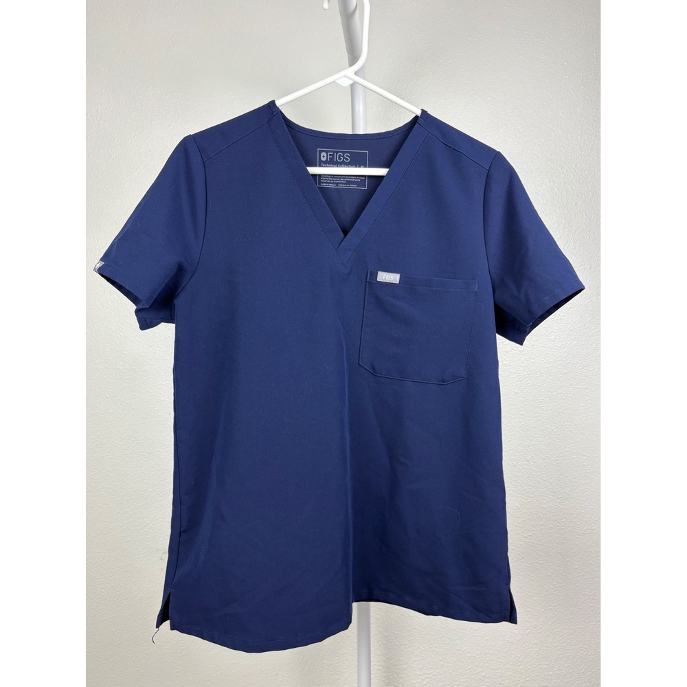 FIGS Catarina One-Pocket Scrub Top Navy Blue Womens Medium V-Neck Nurse Aide